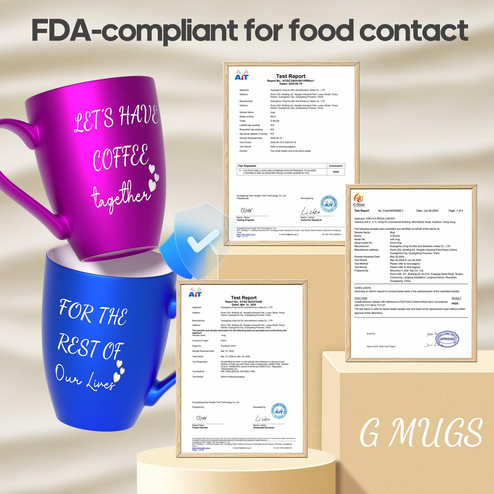 GMUGS Ceramic Coffee Mugs Set 11oz Purple Blue Wedding Bride Groom Gift