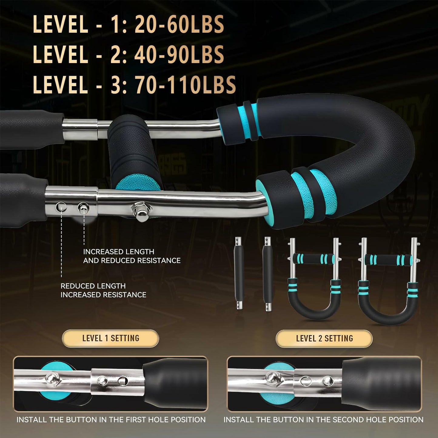 Cotftr Twister Arm Trainer Adjustable Chest Workout Equipment Blue 20-60lb