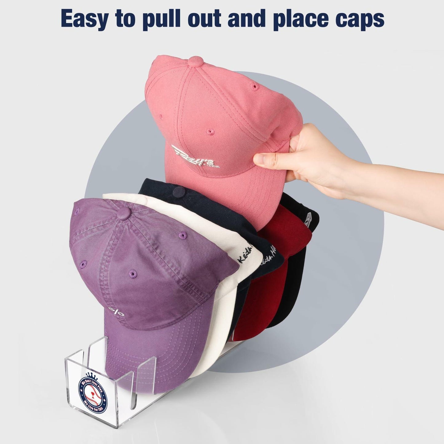 Donkiyana Acrylic Baseball Cap Hat Stand Organizer 14 Caps 2 Pcs Clear