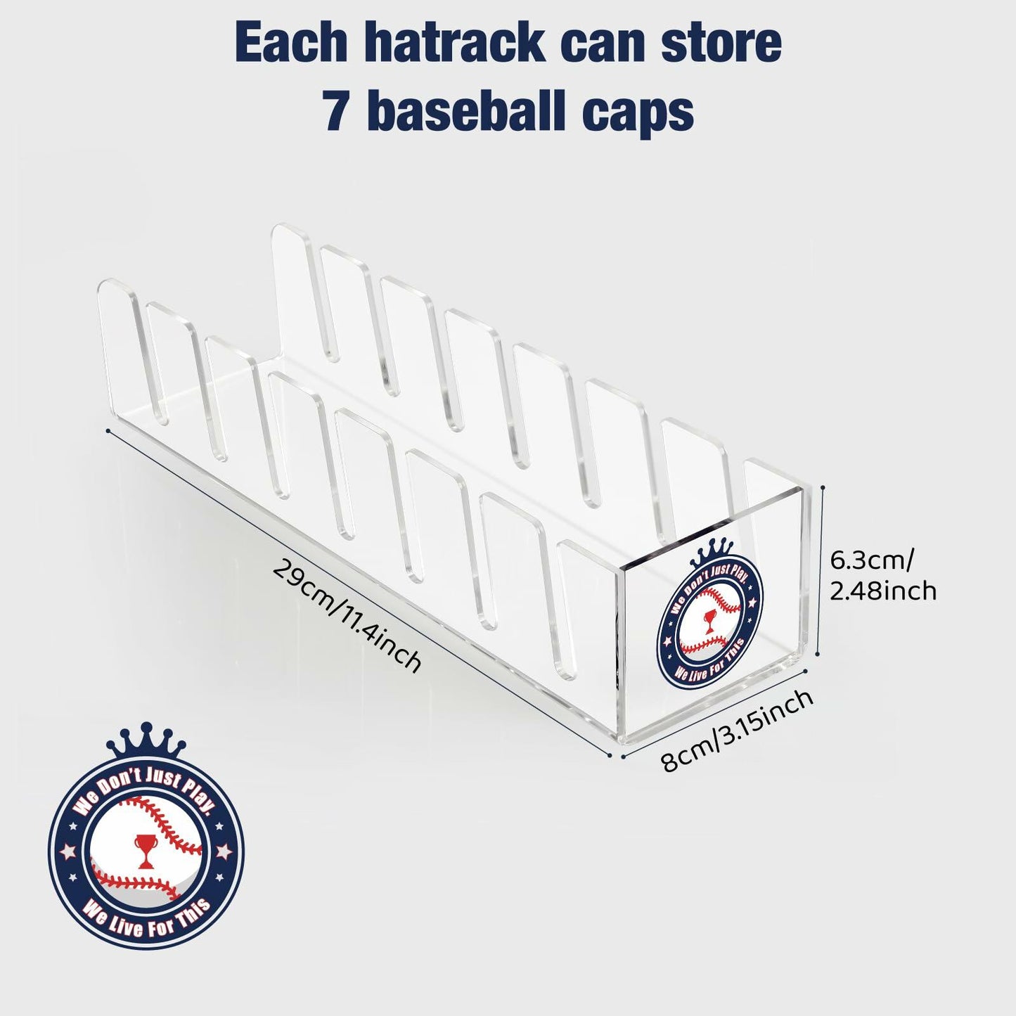 Donkiyana Acrylic Baseball Cap Hat Stand Organizer 14 Caps 2 Pcs Clear