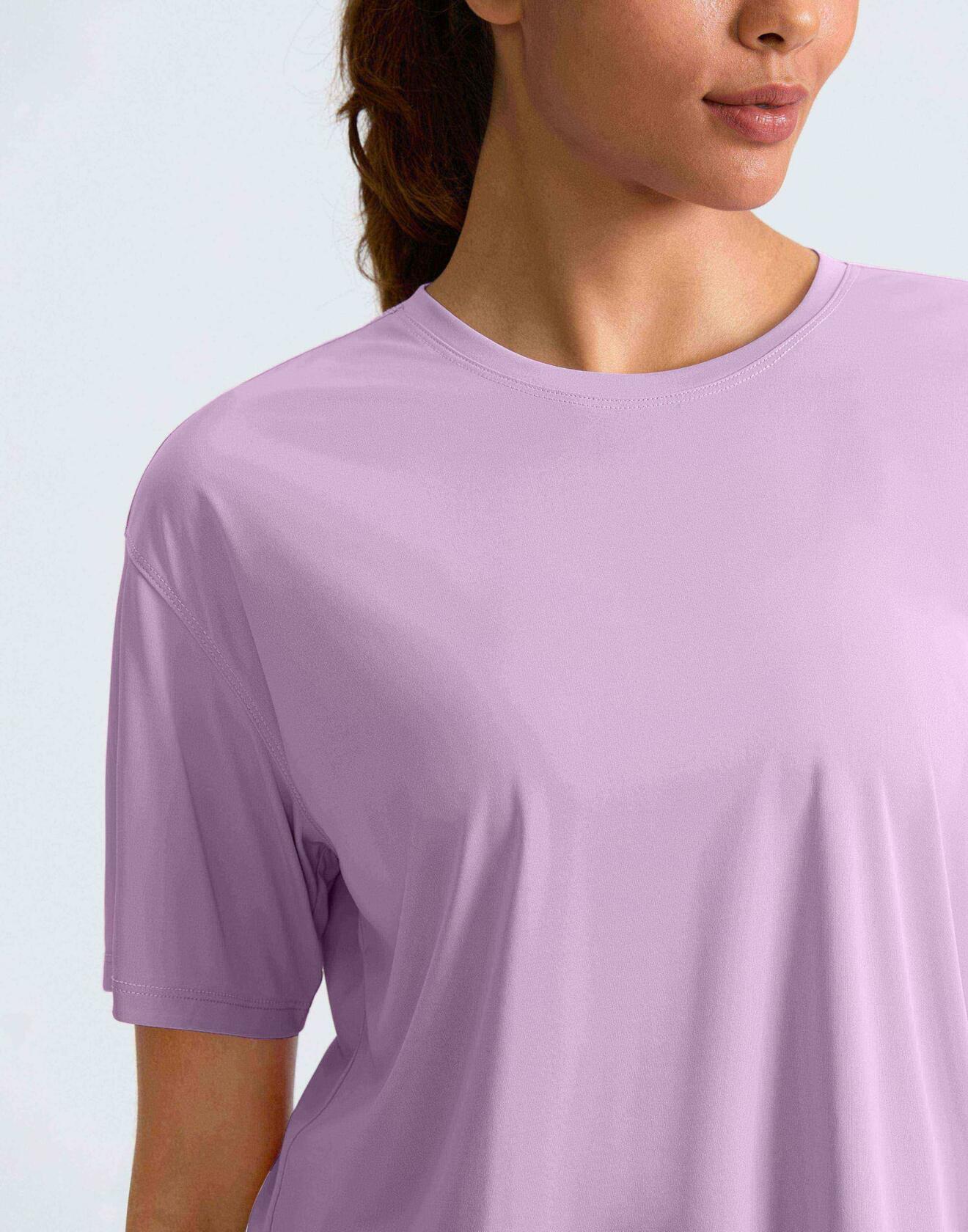 G Gradual Women's Loose Fit Short Sleeve Workout Shirt Hyacinth Purple Size M