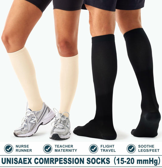 Bluemaple Compression Socks 4 Pairs Circulation Support Running Athletic