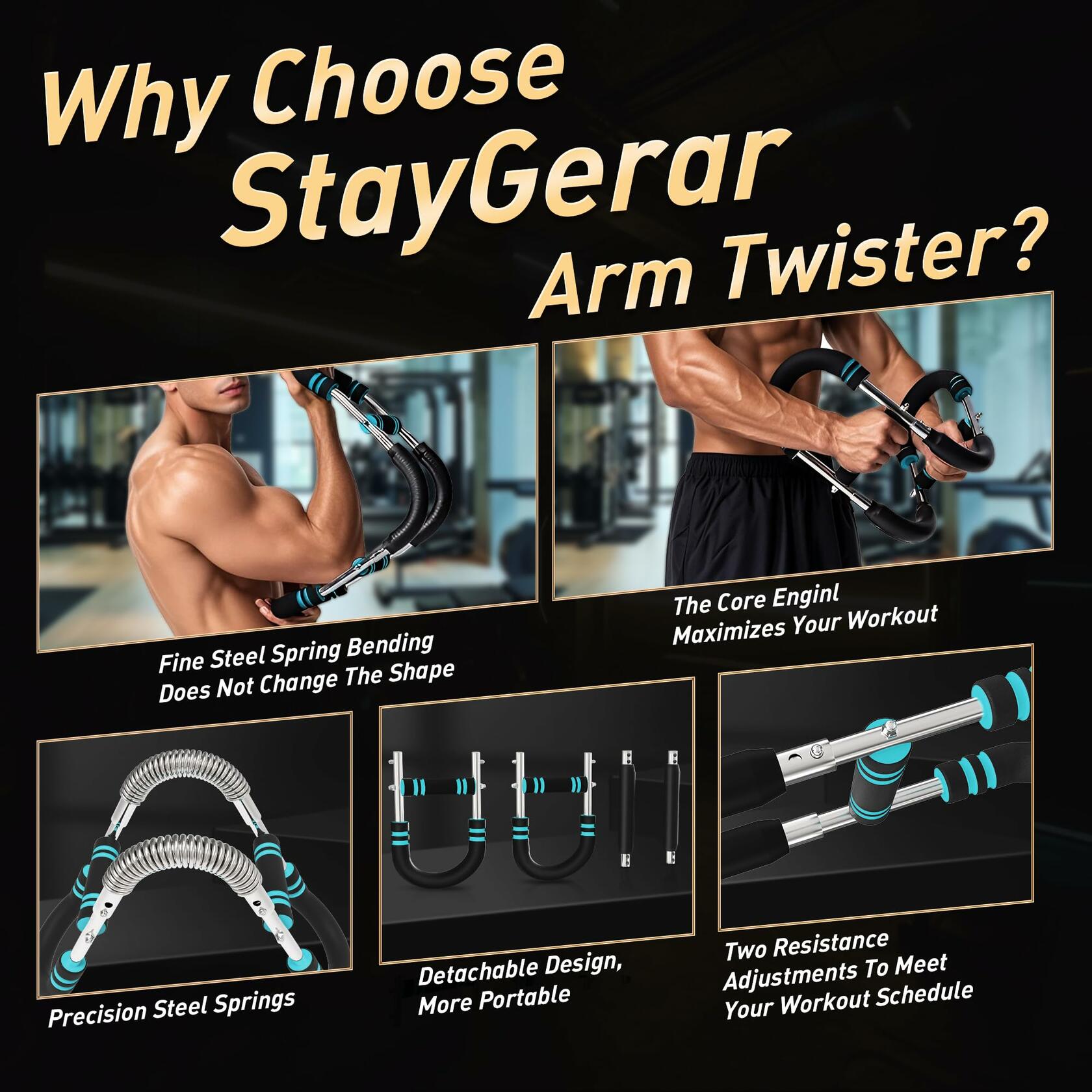 BESTOKAY Twister Arm Trainer Adjustable Resistance 70-90LBS Blue 2-Level