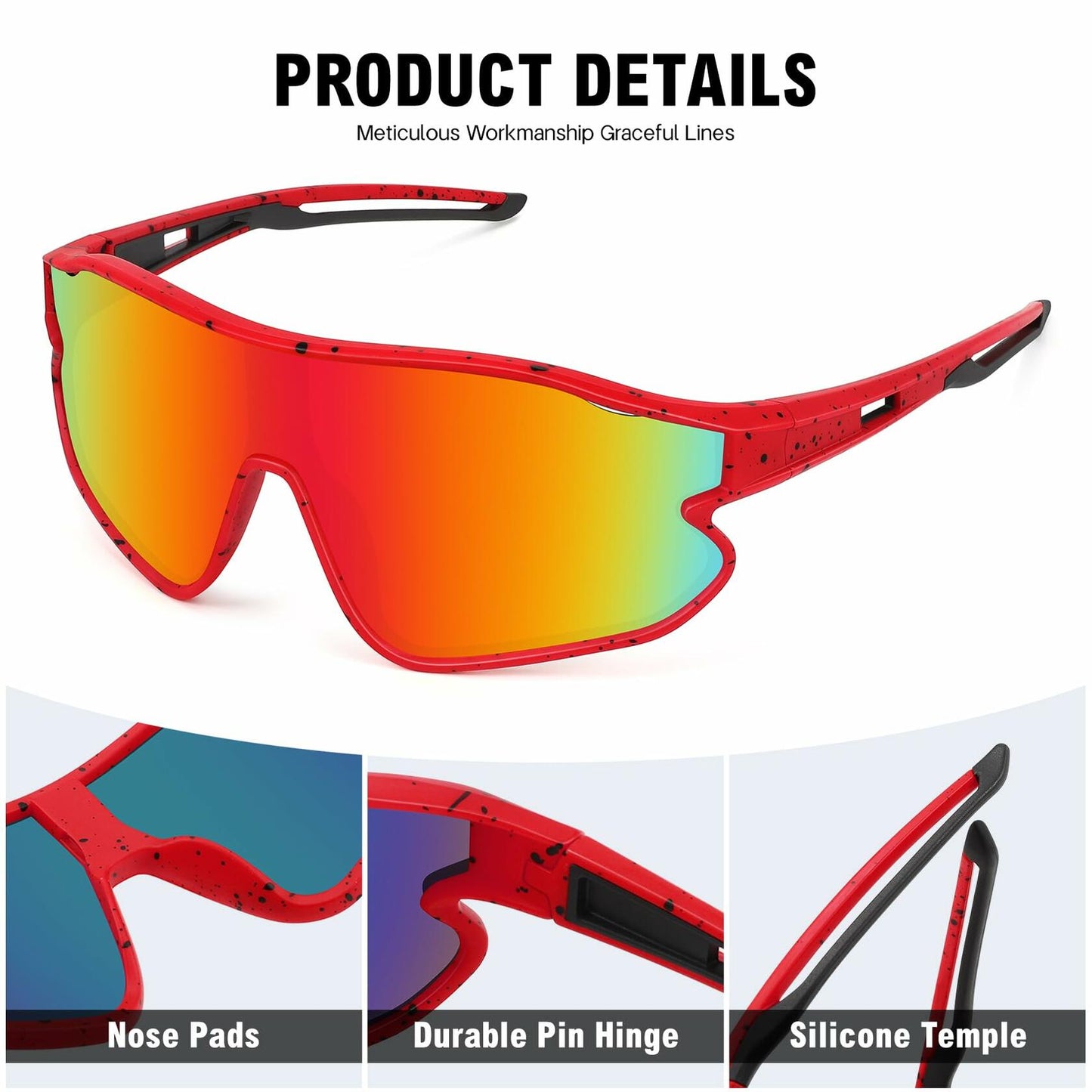 MARIDA Kids Sunglasses UV400 Sports Cycling Baseball Red Size 10-16
