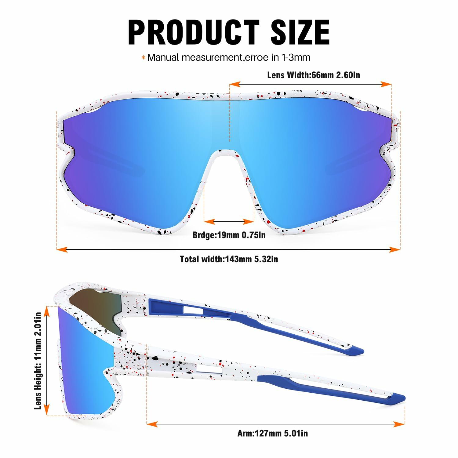 MARIDA Kids UV400 Baseball Sunglasses Sports Cycling White-Blue