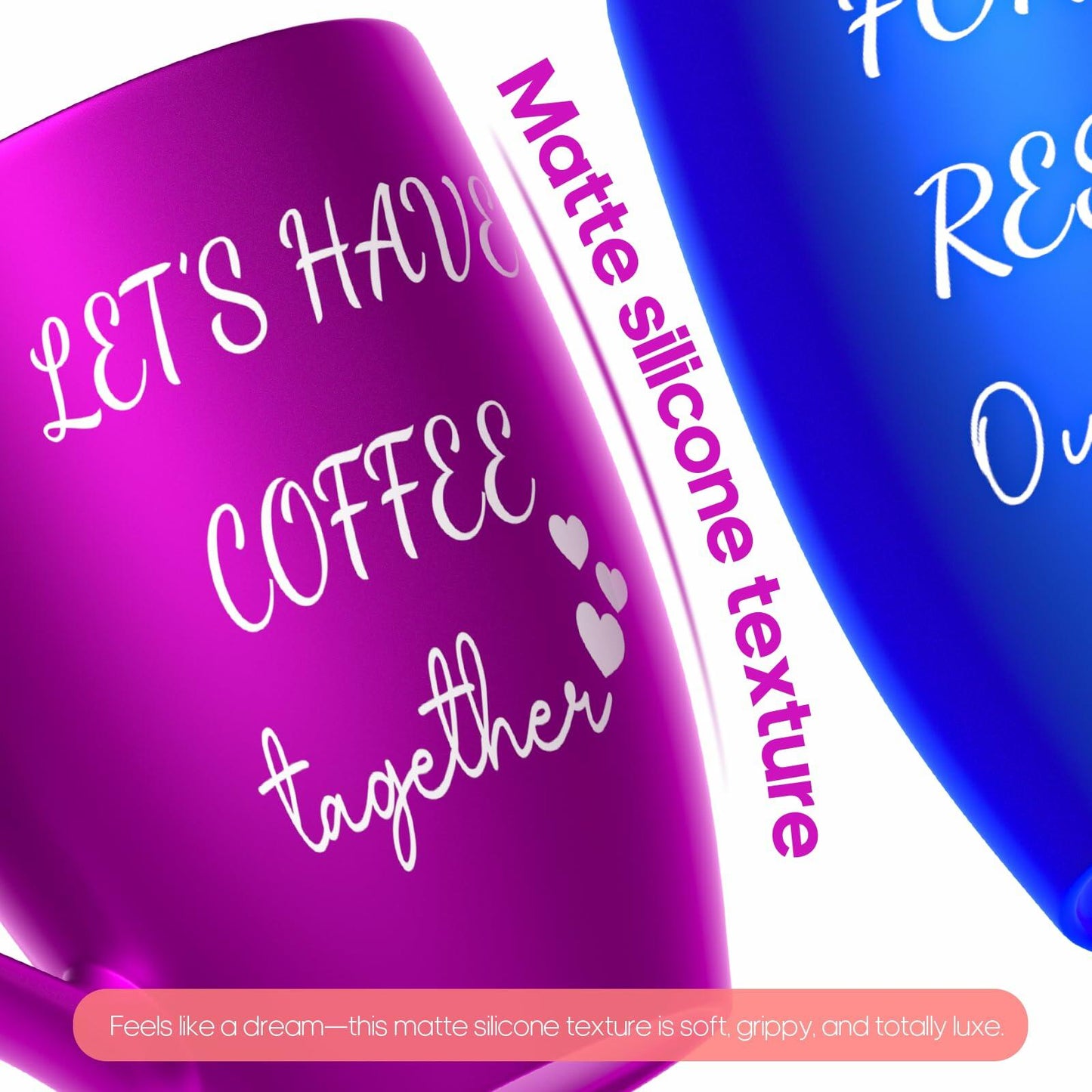 GMUGS Ceramic Coffee Mugs Set 11oz Purple Blue Wedding Bride Groom Gift