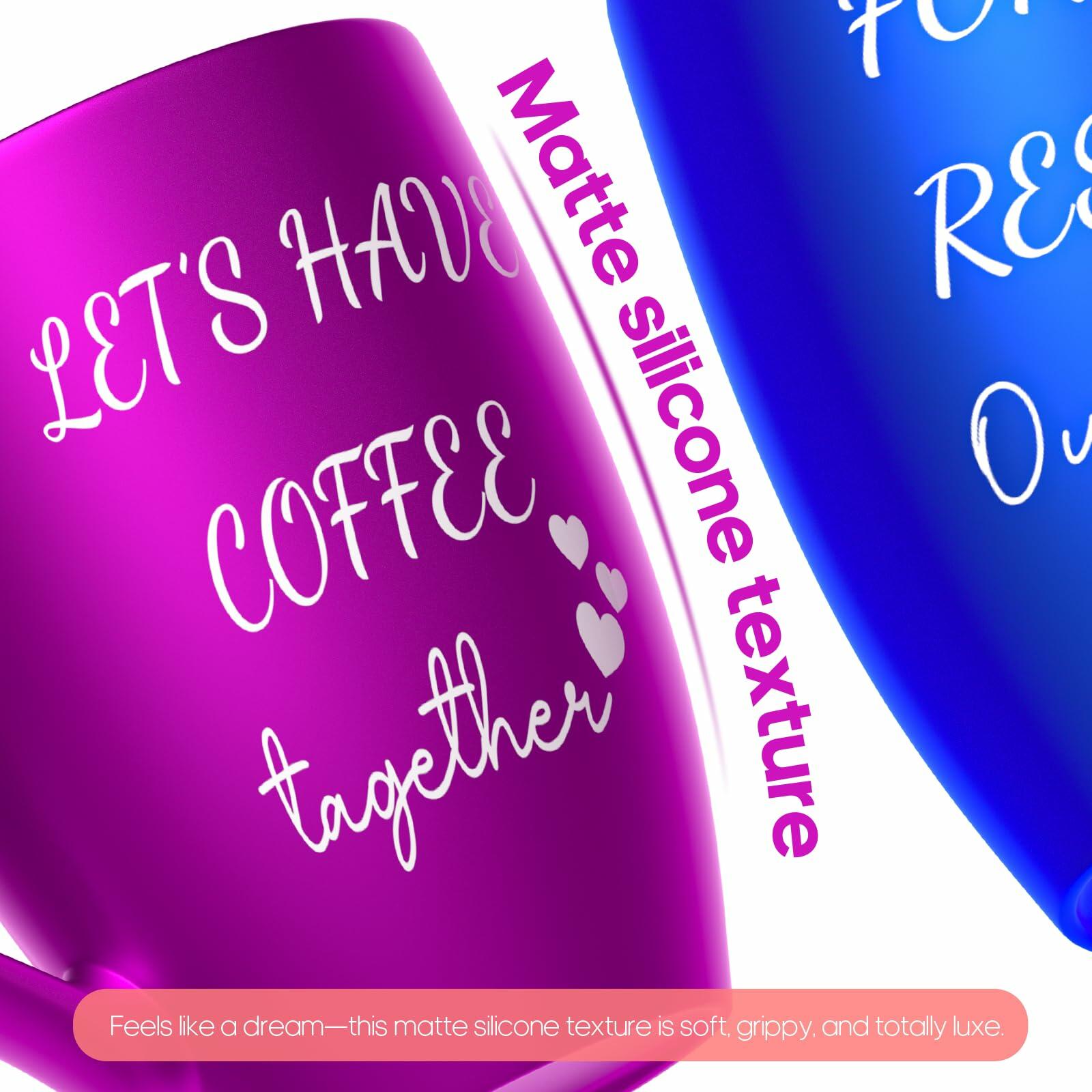 GMUGS Ceramic Coffee Mugs Set 11oz Purple Blue Wedding Bride Groom Gift