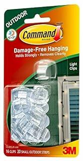 Command Outdoor Light Clips Clear 16 Clips 20 Adhesive Strips