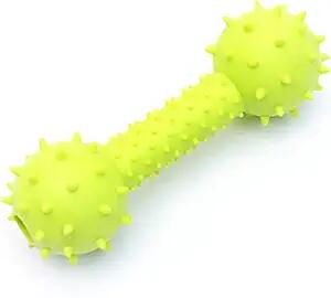 Generic Dog Chew Toy Dumbbell Durable Natural Rubber Lime Green