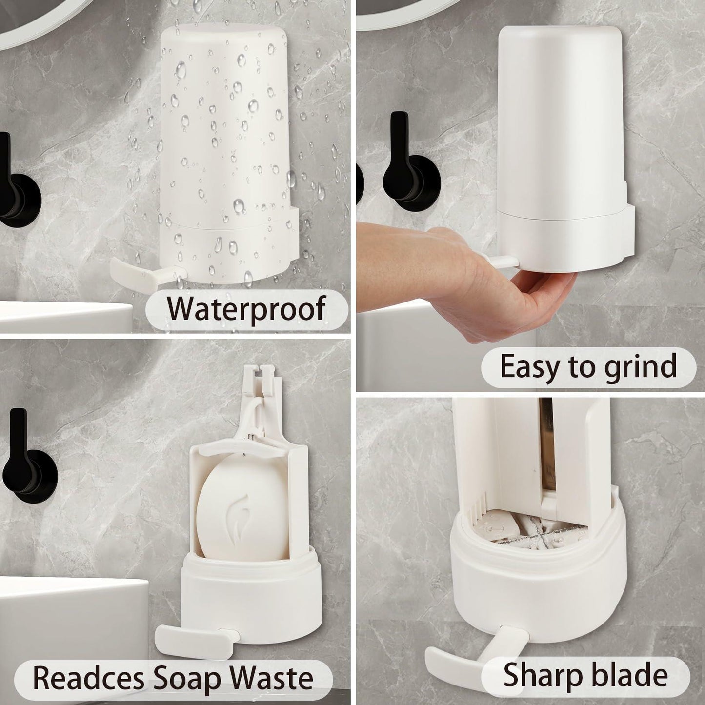 WSLFOKIDA Soap Dispenser with Built-in Blade Wall-Mountable Adjustable White