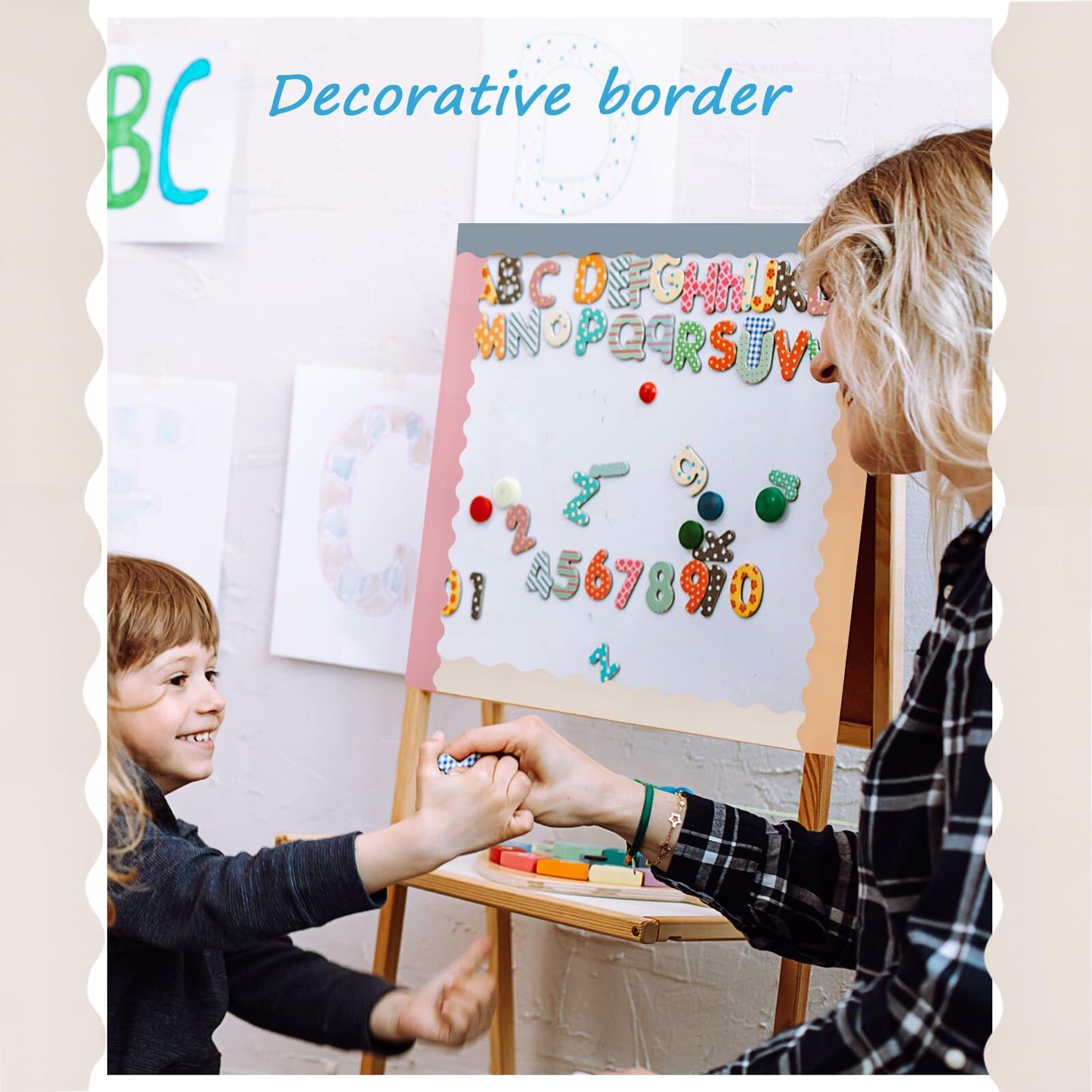 Afumazi 6 Rolls Colorful Bulletin Board Borders 196.8ft Scalloped Trim Grey