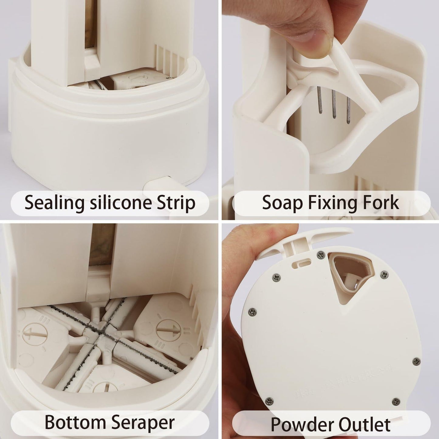 WSLFOKIDA Soap Dispenser with Built-in Blade Wall-Mountable Adjustable White