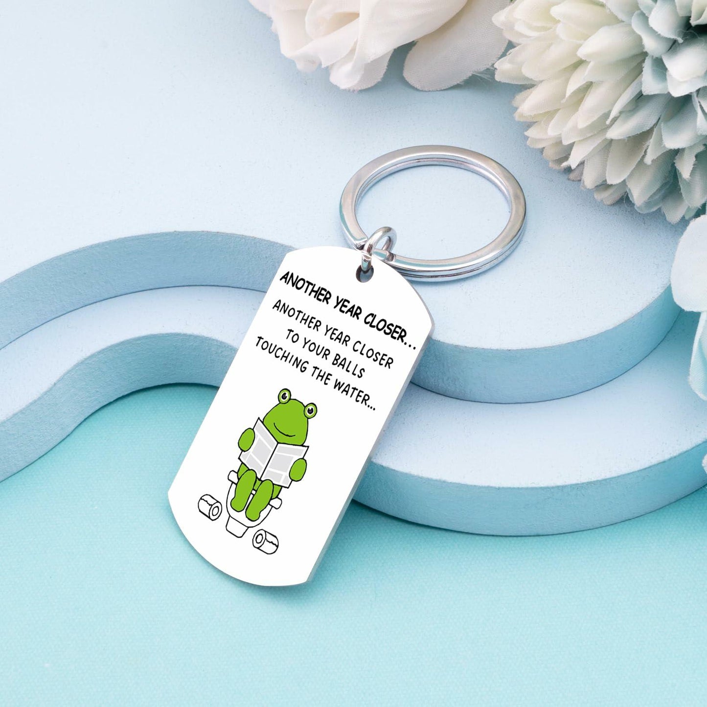 Davrock Silver Frog Keychain Funny Gift for Men Adult Animal Theme