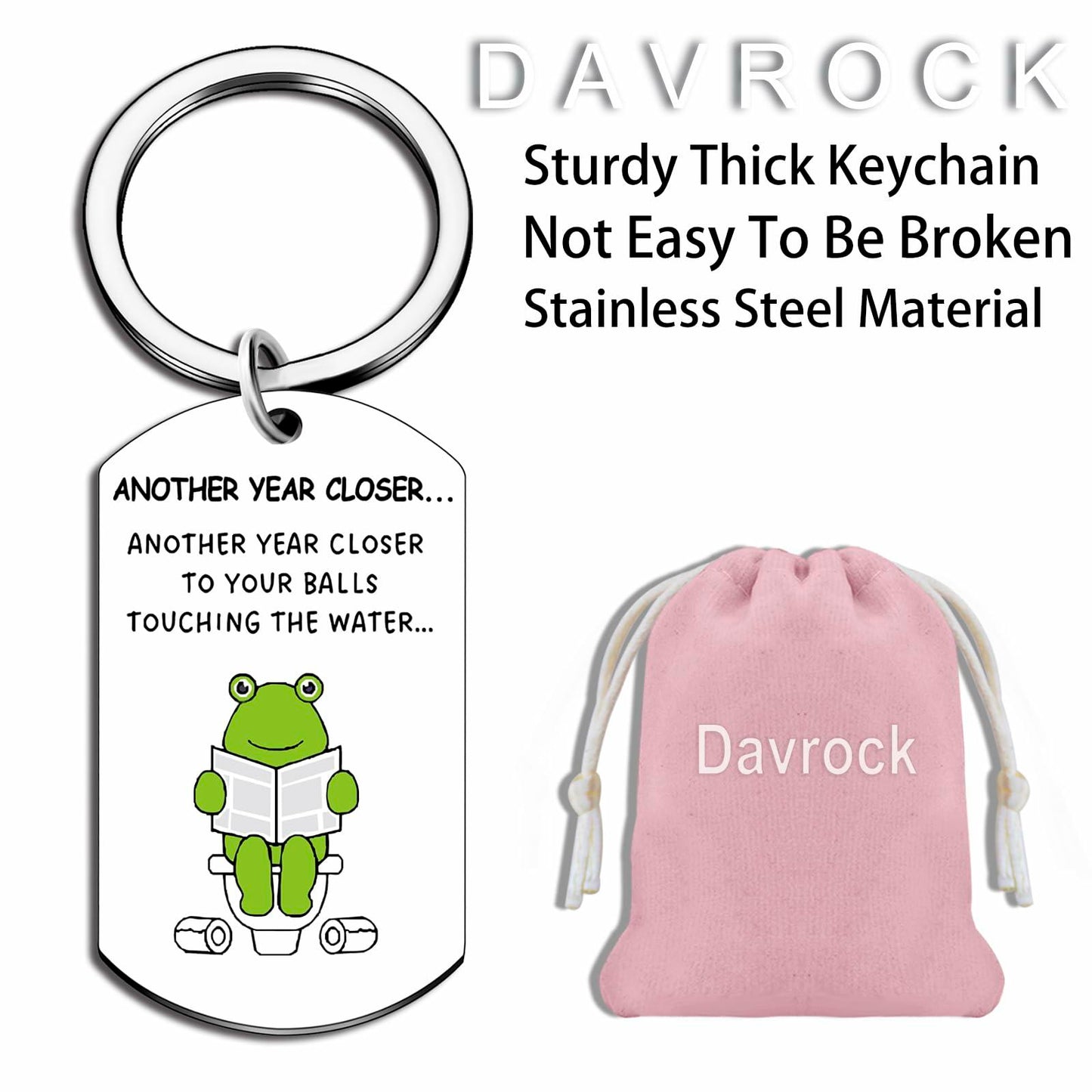 Davrock Silver Frog Keychain Funny Gift for Men Adult Animal Theme