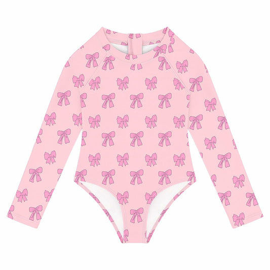 Toddler Girls One Piece Swimsuit Long Sleeve Zipper Pink Size 24 Month