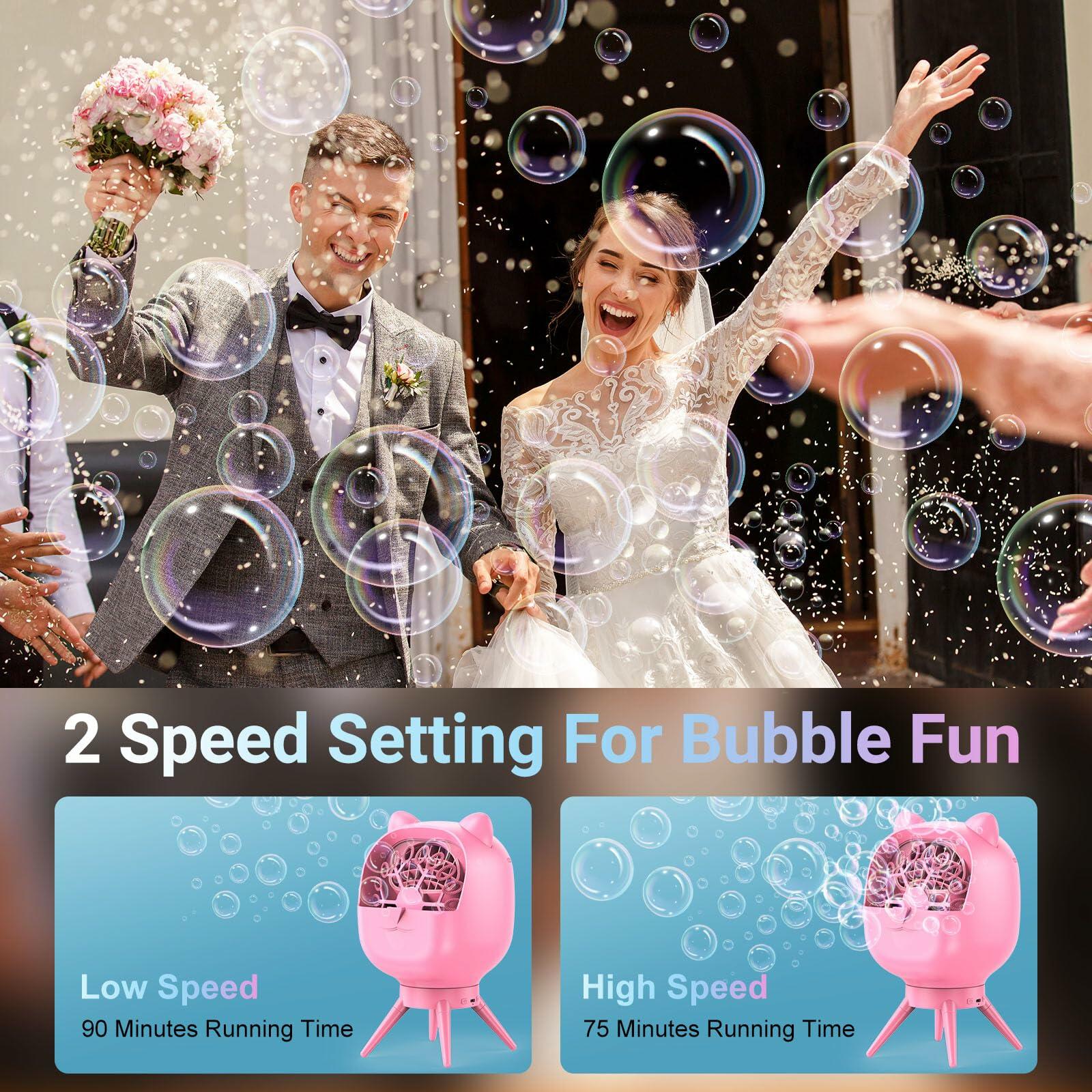 [Like New] UckPure Automatic Bubble Machine Rechargeable Rotatable Pink 38000+ Bubbles/Min