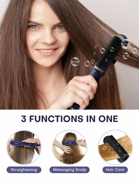 RakRlek Handor Ionic Hair Straightener Brush 9 Temp Settings Fast Heating Blue