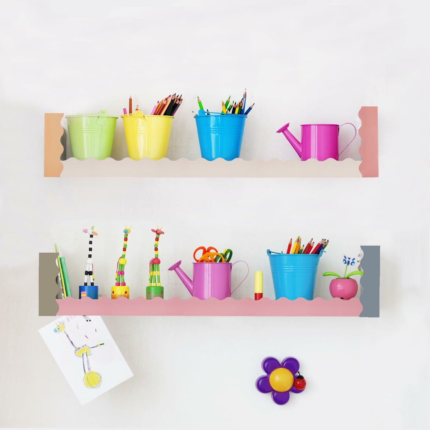 Afumazi 6 Rolls Colorful Bulletin Board Borders 196.8ft Scalloped Trim Grey