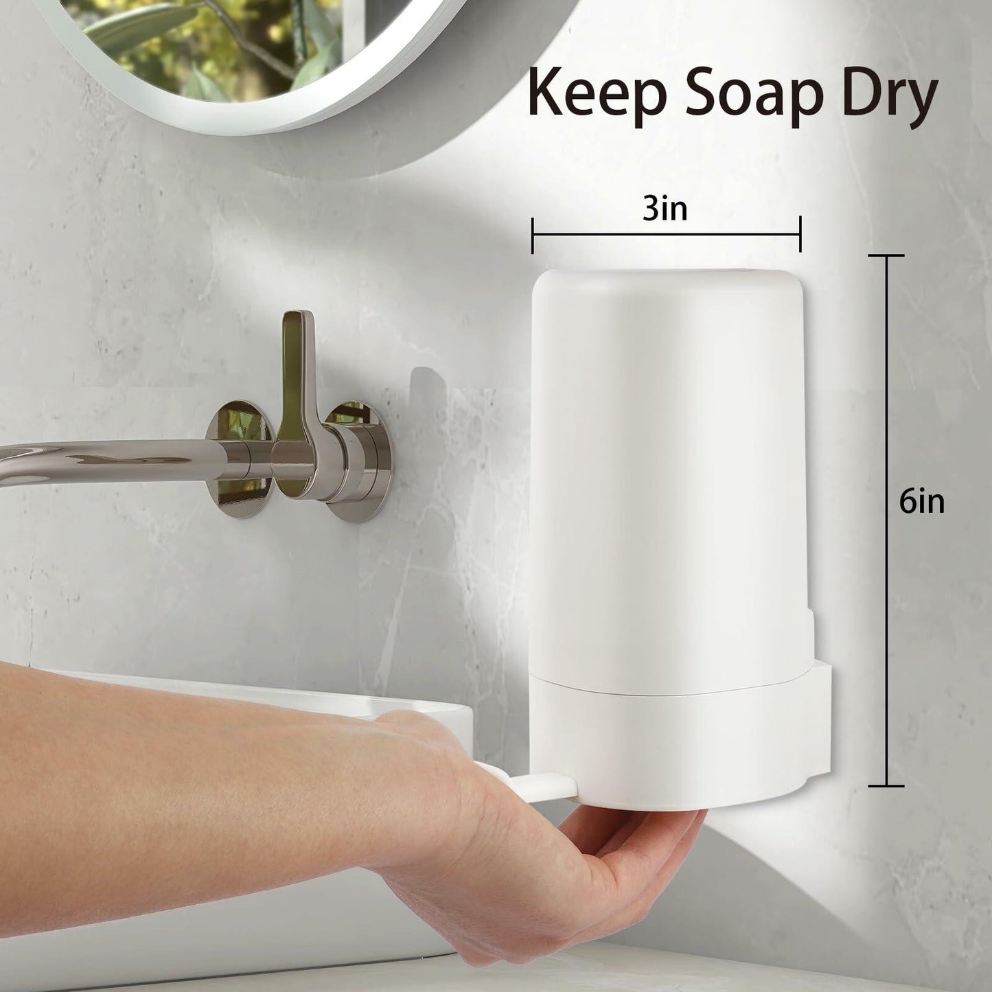 WSLFOKIDA Soap Dispenser with Built-in Blade Wall-Mountable Adjustable White