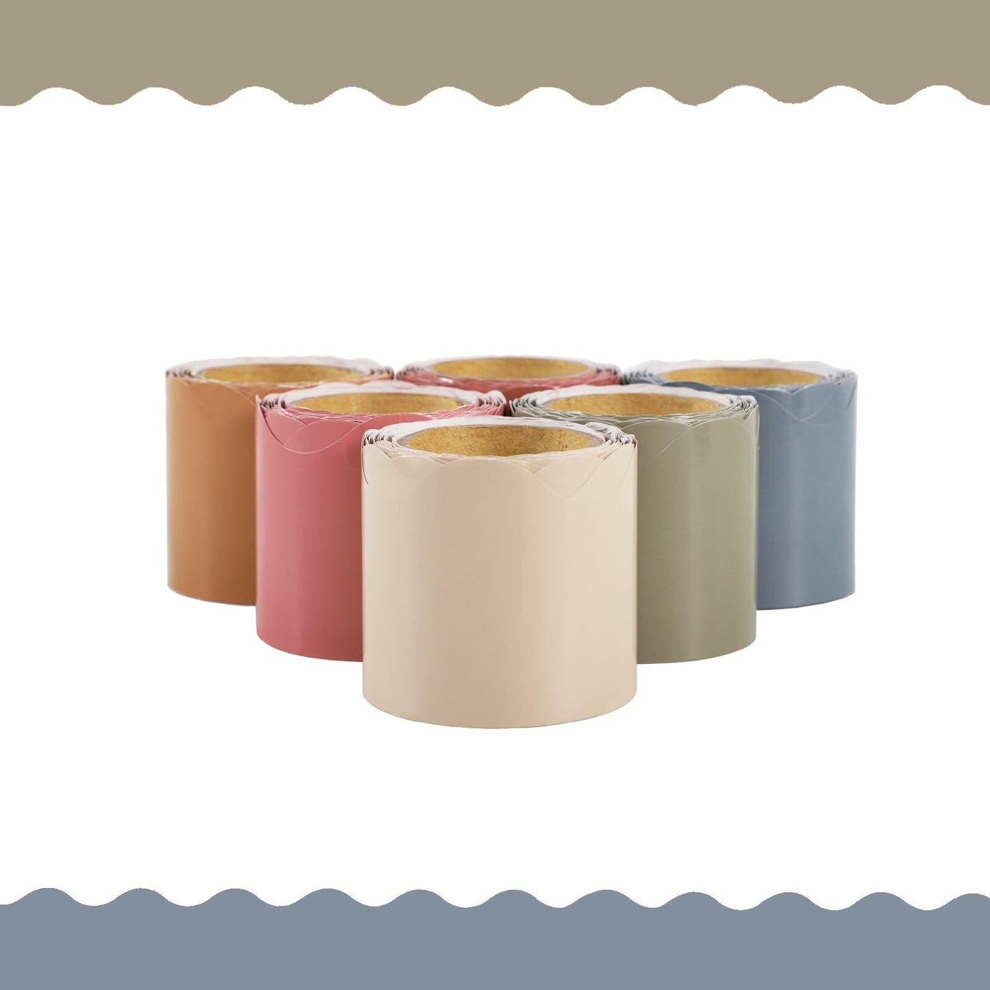 Afumazi 6 Rolls Colorful Bulletin Board Borders 196.8ft Scalloped Trim Grey