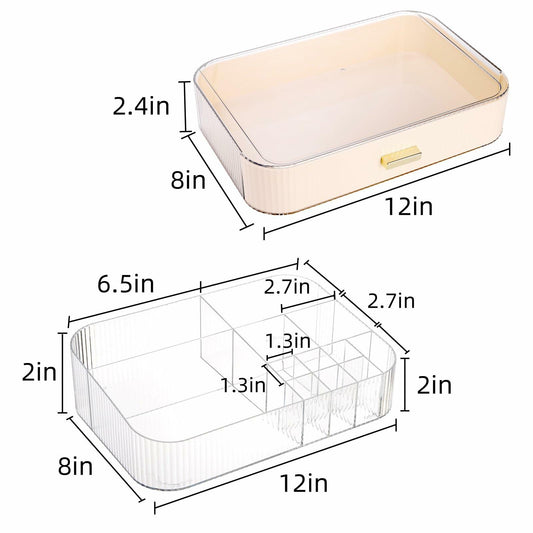 Acshio Clear Makeup Organizer with Drawer Stackable Vanity Storage Dustproof