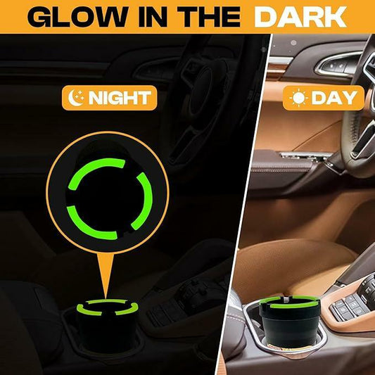 SKERJOVL 5PCS Car Glow in Dark Ashtray with Lid Portable Black