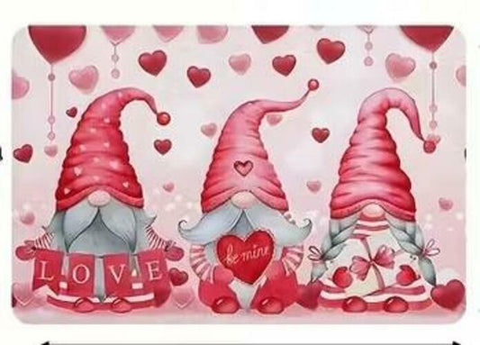Teather Pink Bath Rug Valentine Gnomes Heart Balloon Memory Foam 18x30 in