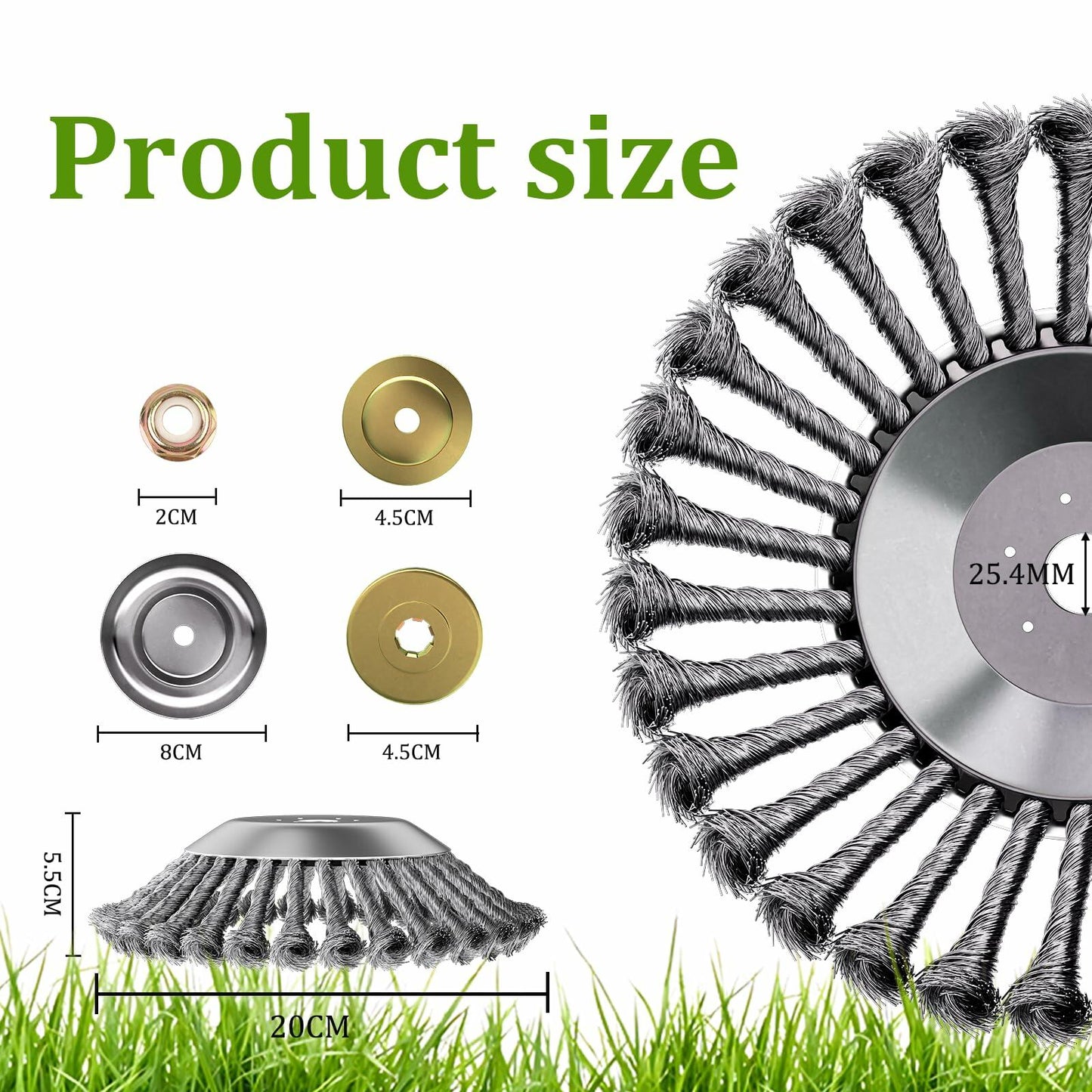 Thanps Steel Wire Rotary Weed Brush Cutter Head 6 inch Universal Adapter