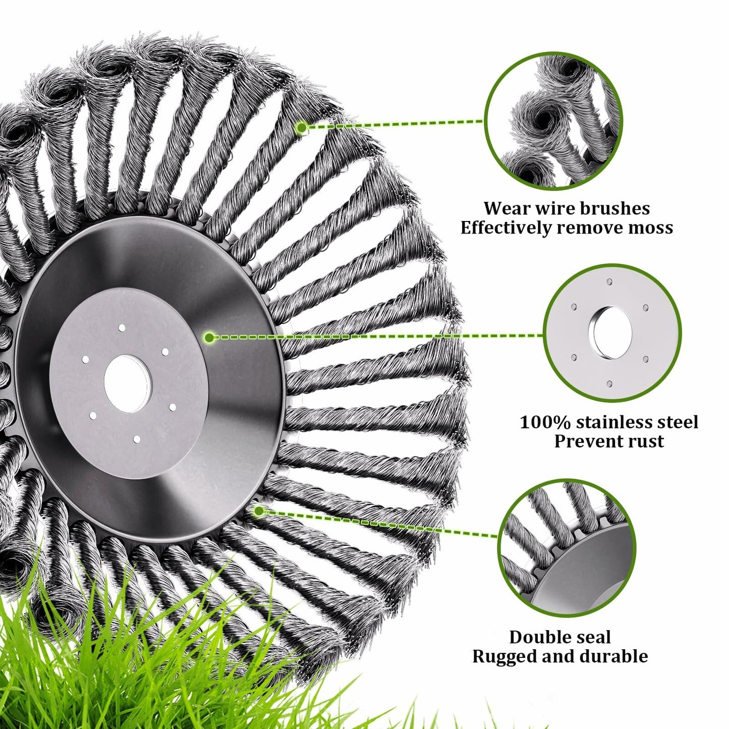 Thanps Steel Wire Rotary Weed Brush Cutter Head 6 inch Universal Adapter