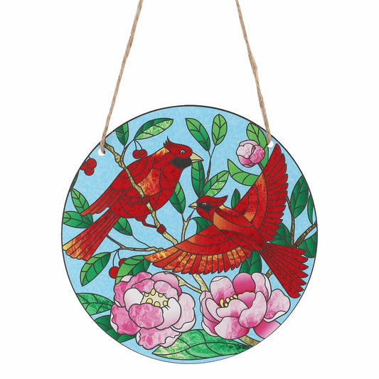 Gosknor Cardinal Light Catcher Acrylic Stained Glass Window Hanging 5.9x5.9in
