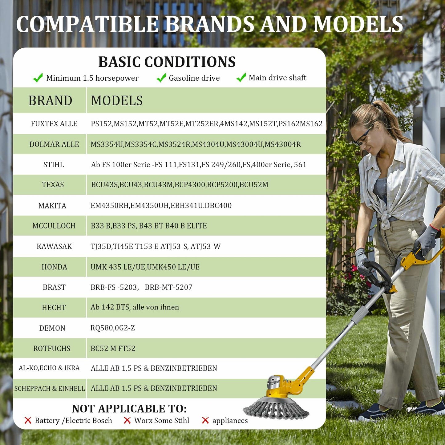 Thanps Steel Wire Rotary Weed Brush Cutter Head 6 inch Universal Adapter