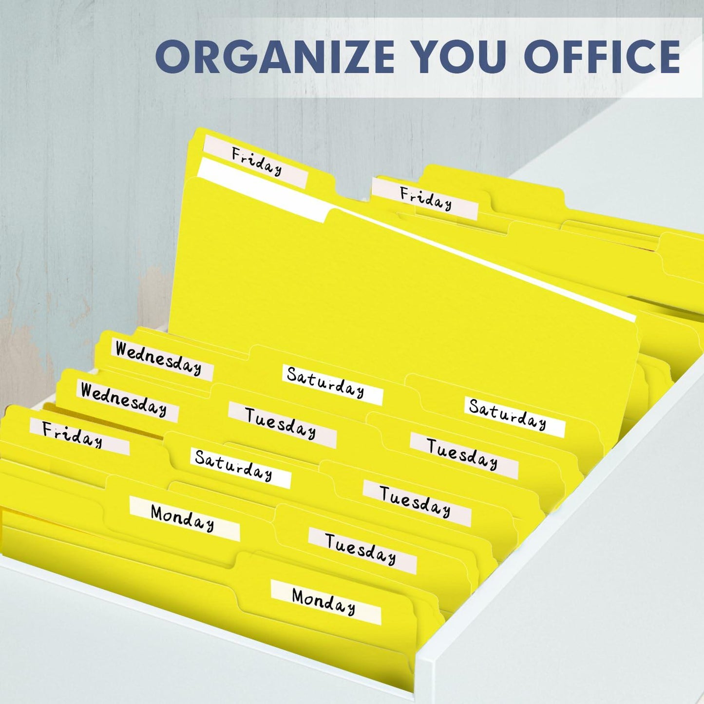 PANDRI File Folder 120 Pack 1/3 Cut Tab Letter Size Yellow