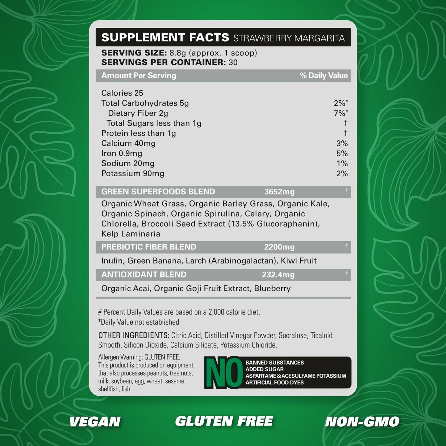 BestBy10/25 EHP Labs OxyGreens Super Greens Powder 30 Serve Strawberry Margarita