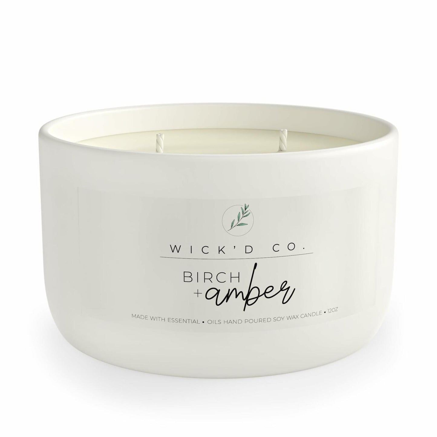 Wick'd Co. Birch + Amber Scented Soy Candle 12oz Natural Cotton Wick