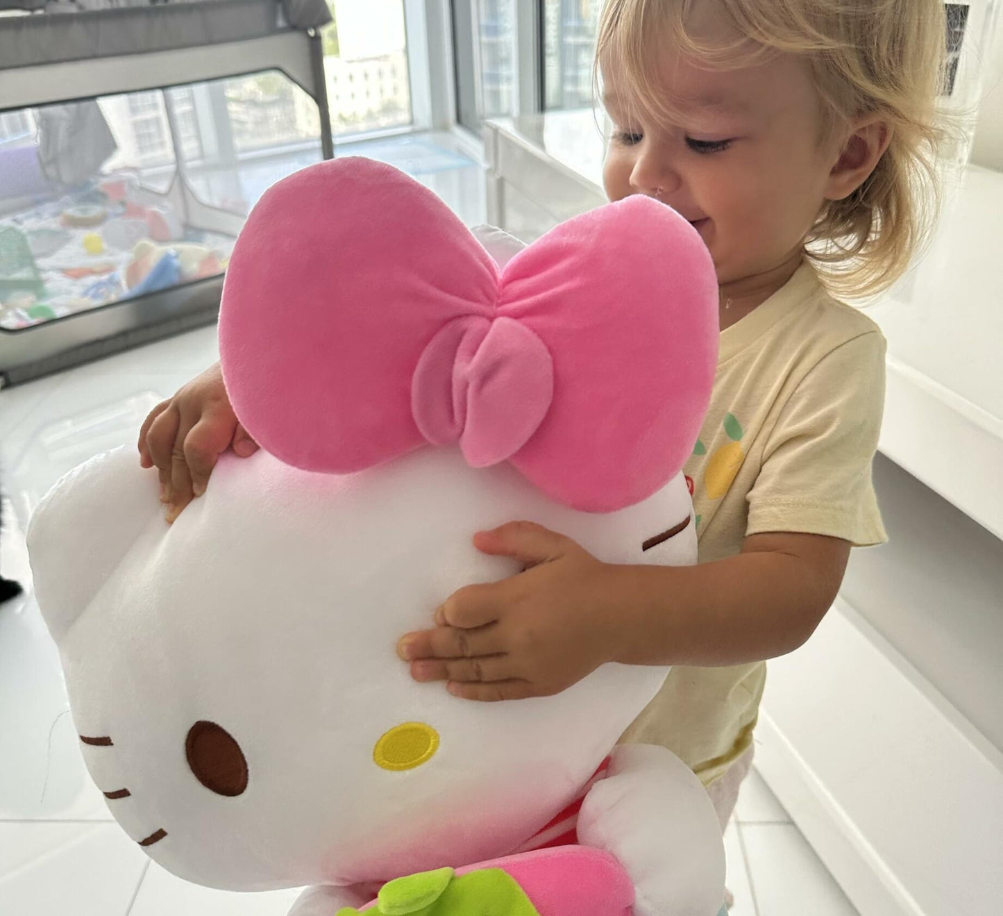 AlphaDesignLuxe Pink Kitty Plush Toy Soft Stuffed Animal Cat Plush Size 17.5"