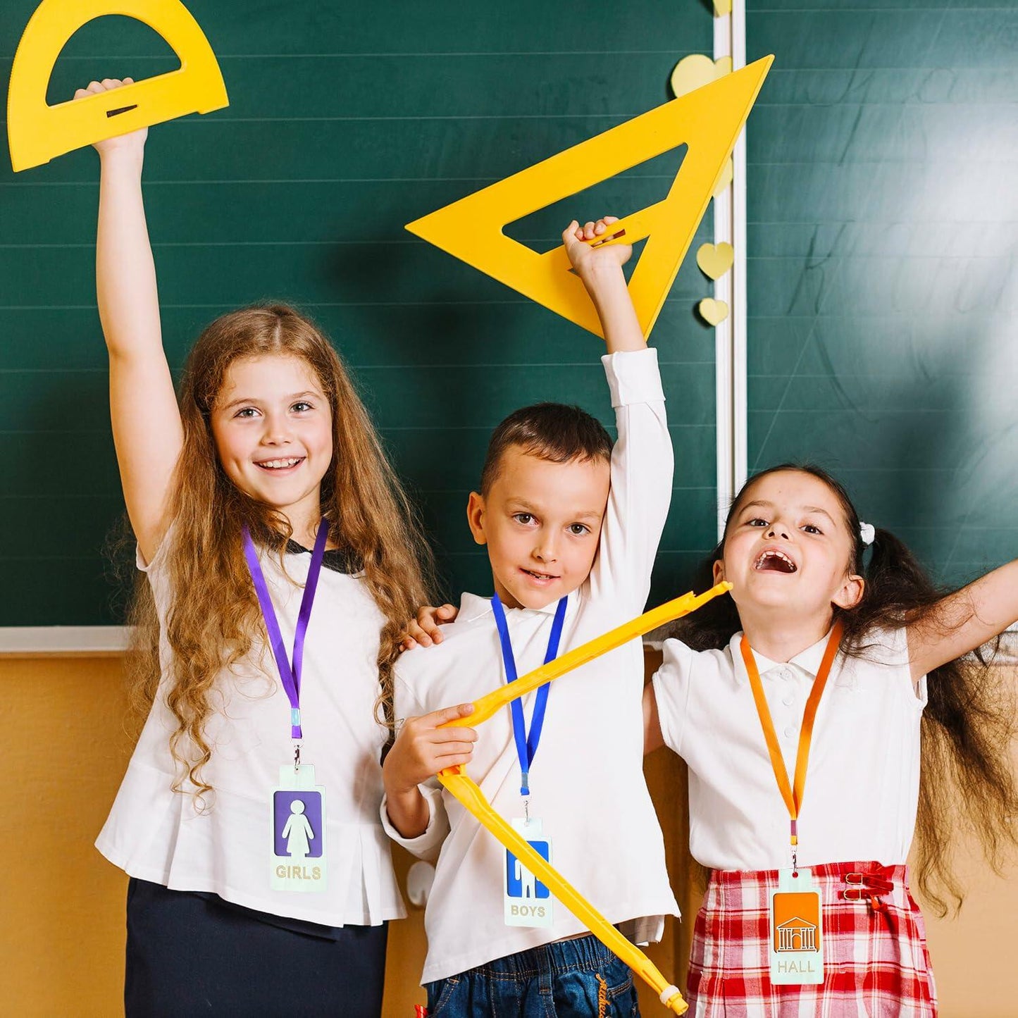 12 Sets Hall Pass Lanyards & Unbreakable Wooden Bathroom Passes Classroom