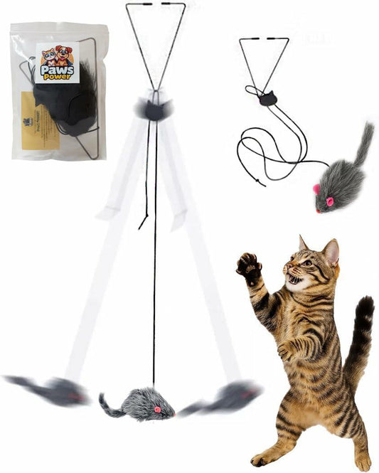 Paws Power Hanging Door Cat Mouse Toy Interactive Indoor Play Exercise