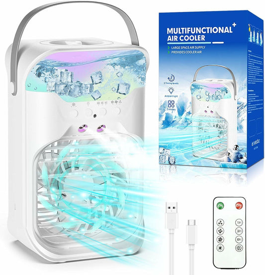 iFTY Portable AC Unit w/Remote 1.5L Tank 3 Speeds 7 Night Light White