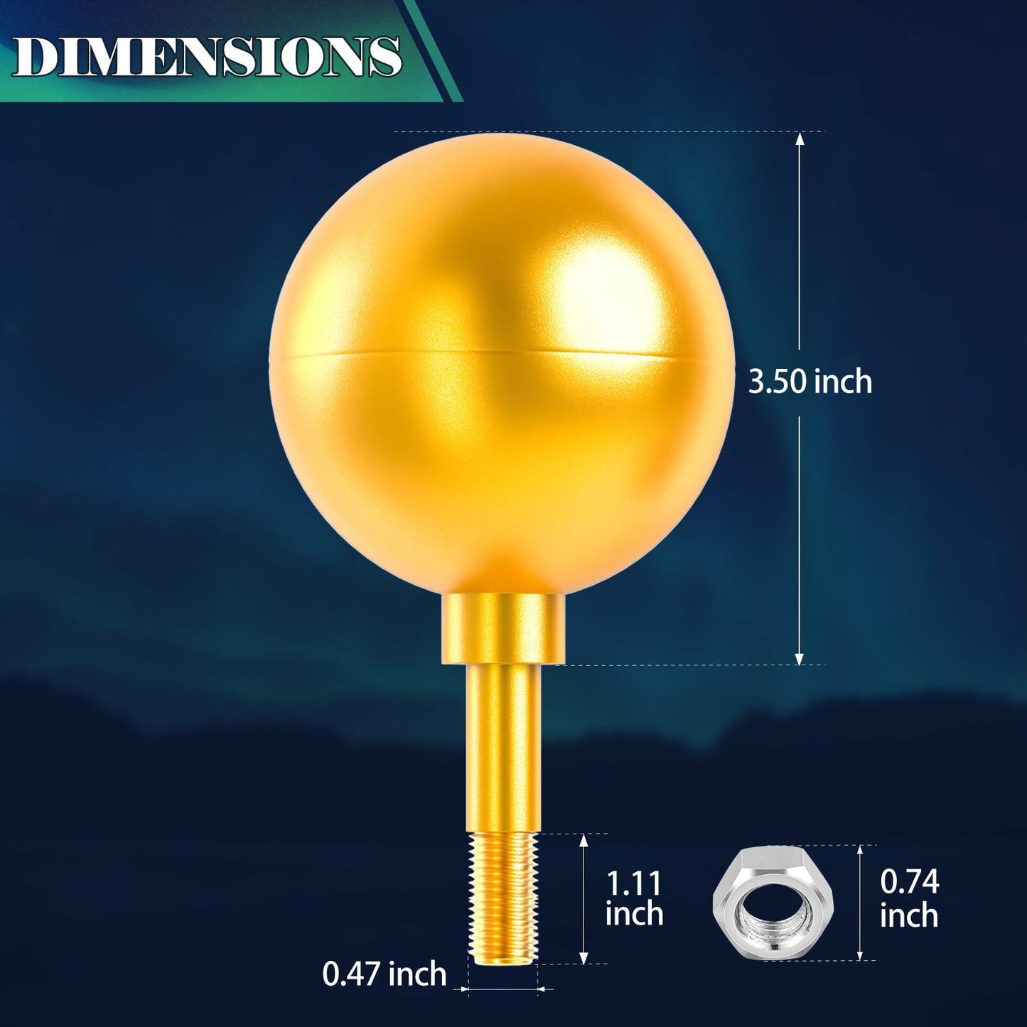 Aurolit Golden Ball Flagpole Topper 3.5" Ornament for 20-30 Ft Poles Gold