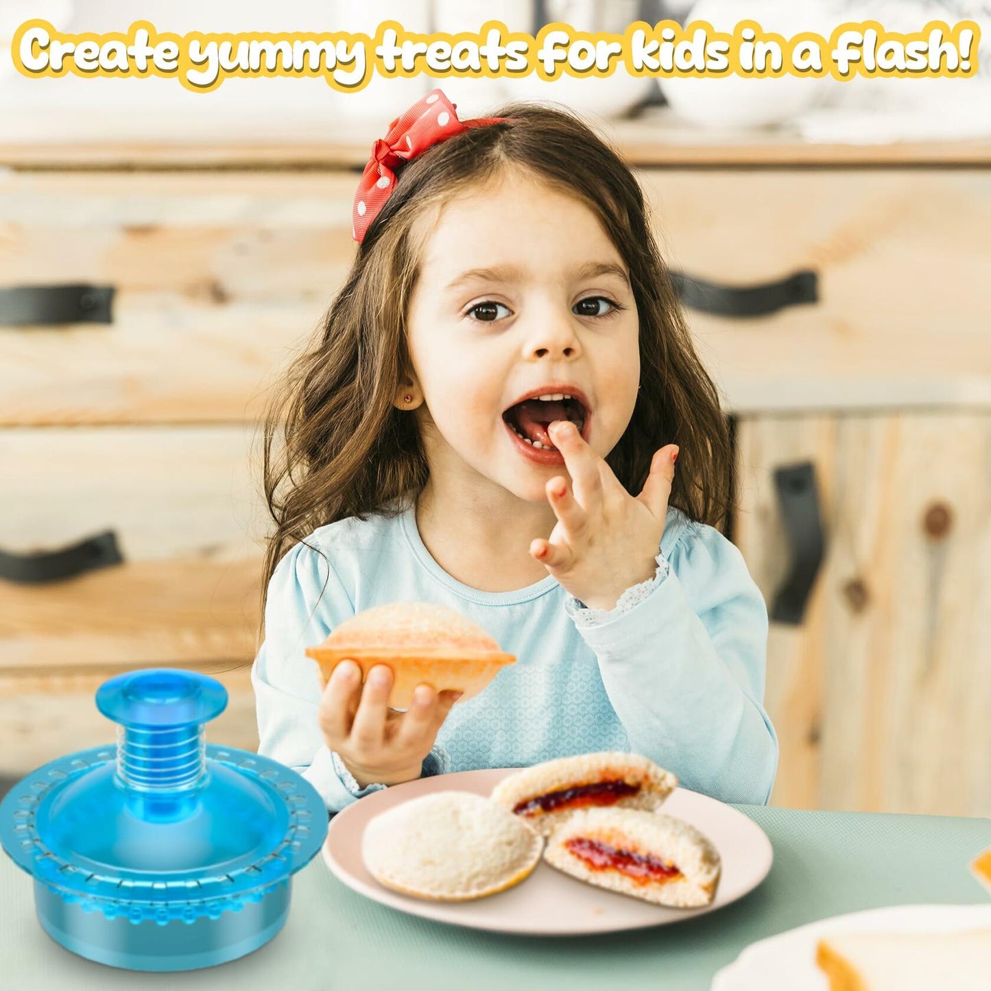 HiYZ Sandwich Cutter and Sealer Crustless Sandwich Maker Translucent Blue