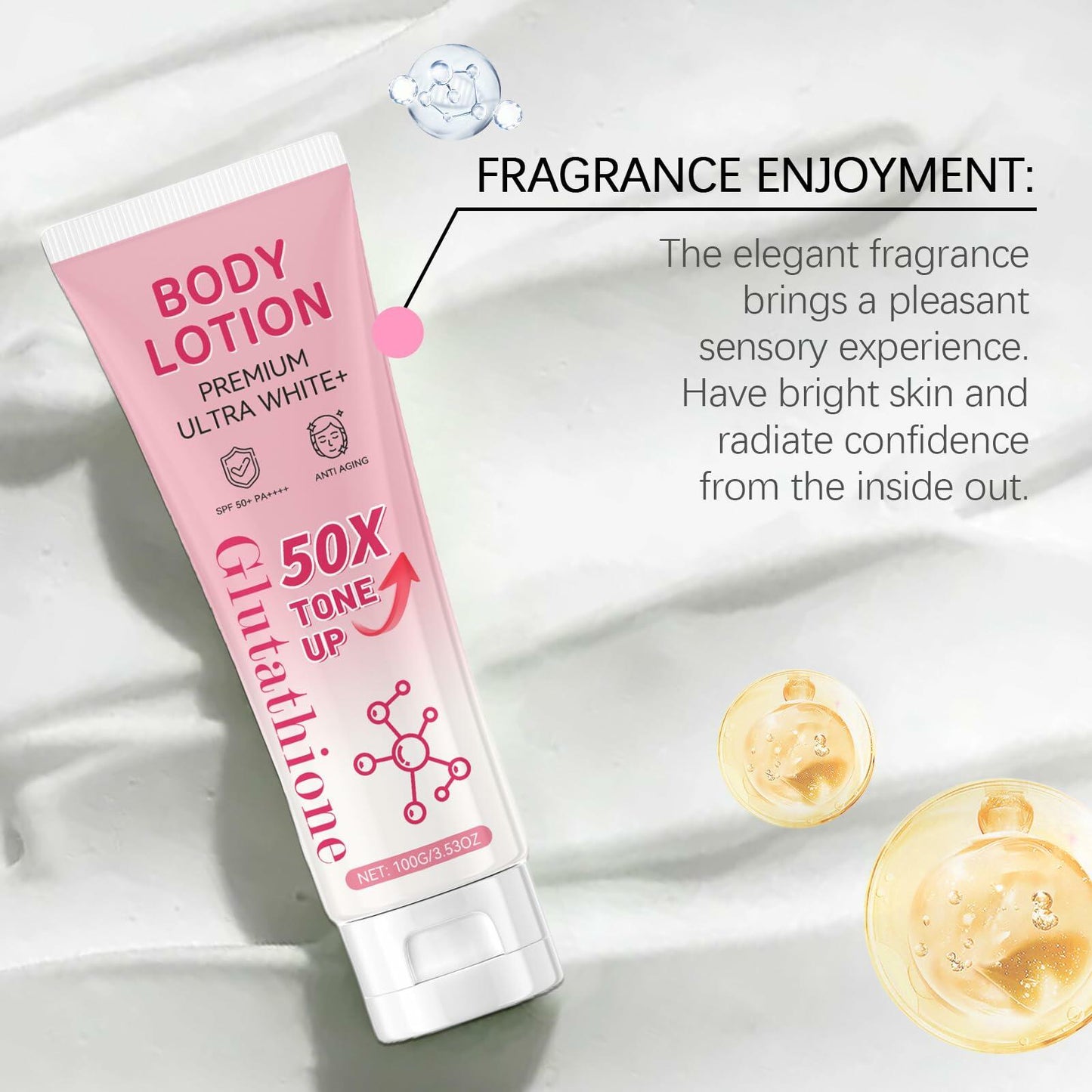 KNHYDWD Glutathione 50x Tone Up Body Lotion Moisturizing 3.53oz 2 Packs