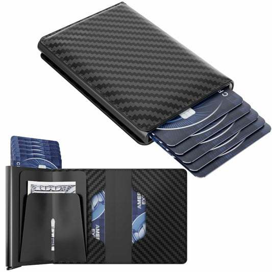 GRATIA NATURALS Slim RFID Wallet for Men, Holds 8 Cards, Carbon