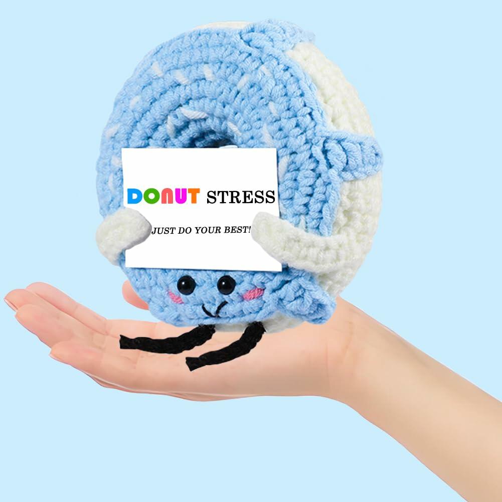 RQWZBCHX Handmade Crochet Donut Stress Toy Pink Cute Motivational Gift
