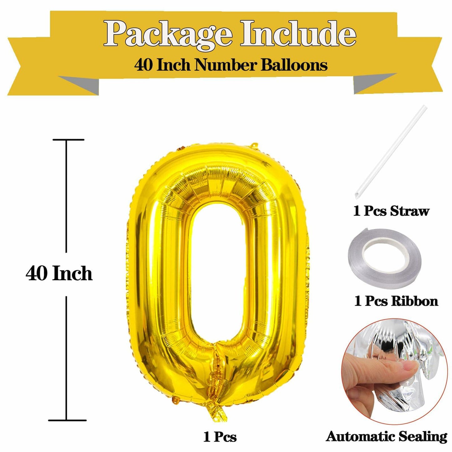 KALOR 40 Inch Gold Number 8 Mylar Foil Balloon Birthday Party Decoration