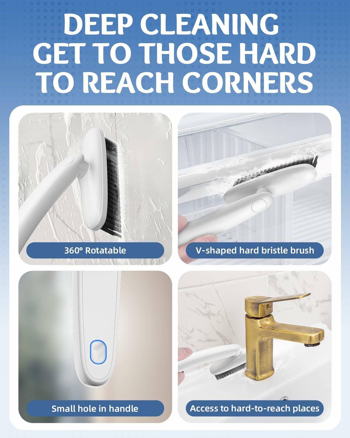 TQRR 360° Rotating Hard Bristle Cleaning Brush White 1 Count