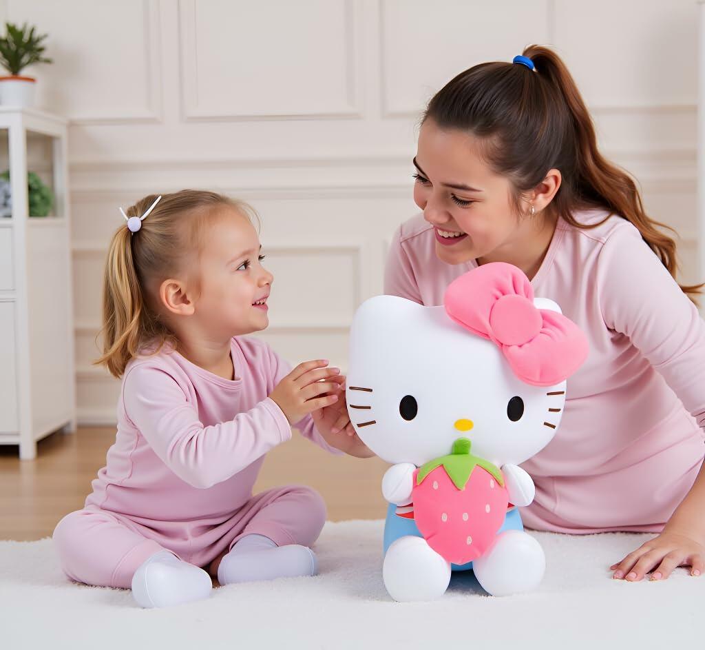 AlphaDesignLuxe Pink Kitty Plush Toy Soft Stuffed Animal Cat Plush Size 17.5"