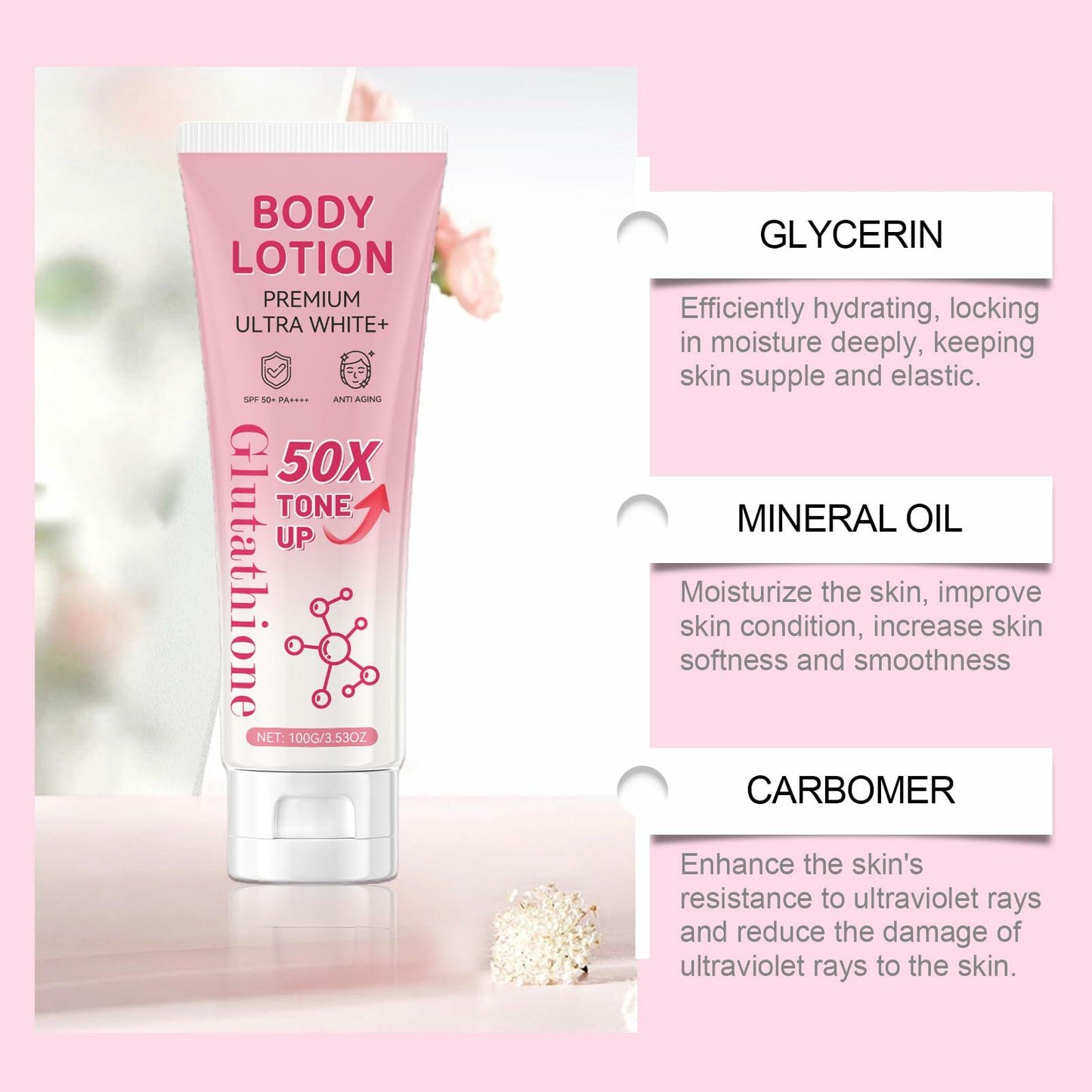 KNHYDWD Glutathione 50x Tone Up Body Lotion Moisturizing 3.53oz 2 Packs