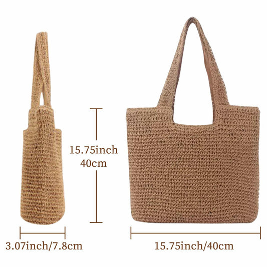Toguma Straw Tote Handbag Beach Bag for Women Brown 15.75x15.75x3.07