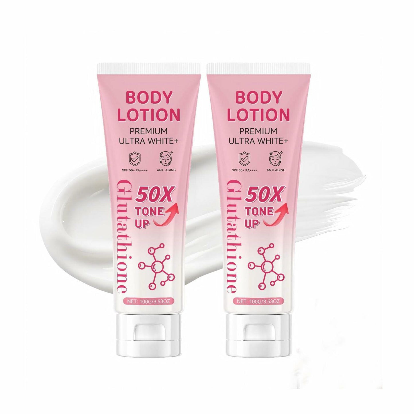 KNHYDWD Glutathione 50x Tone Up Body Lotion Moisturizing 3.53oz 2 Packs