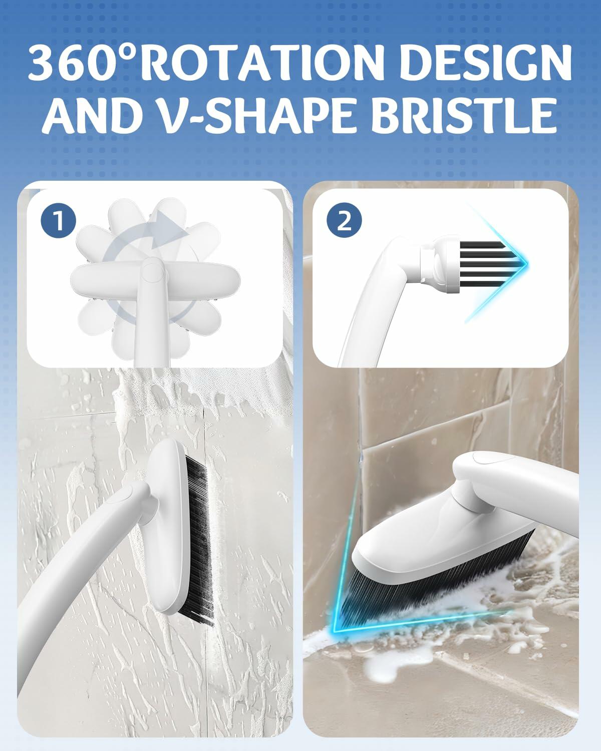 TQRR 360° Rotating Hard Bristle Cleaning Brush White 1 Count